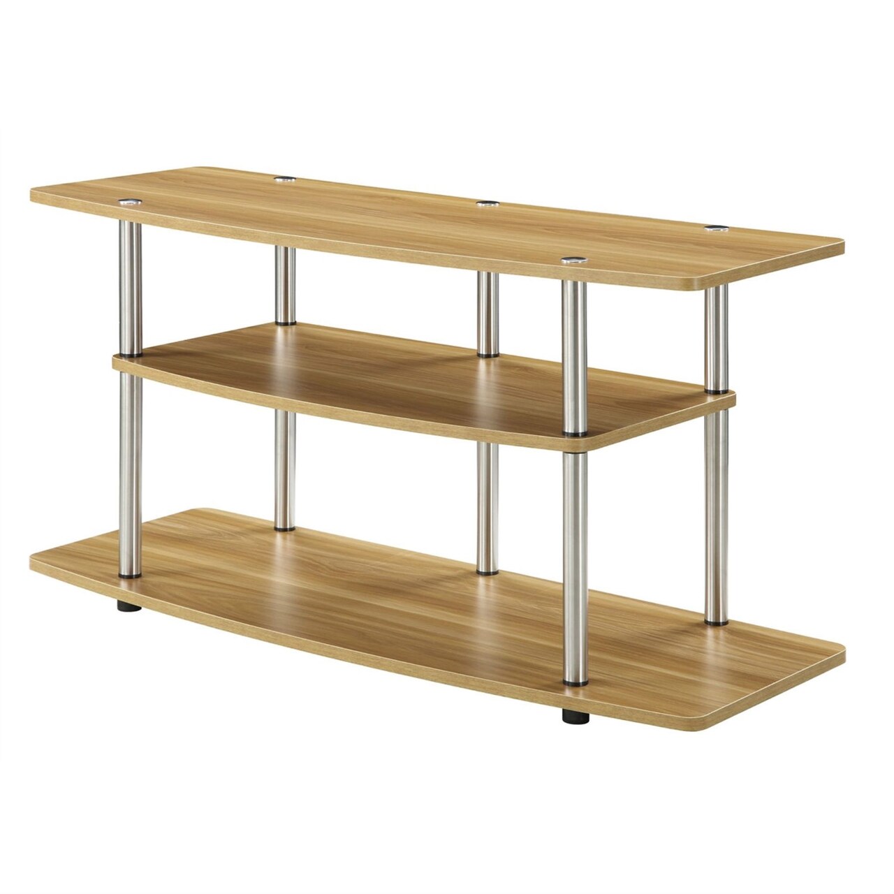 Modern Wood and Metal TV Stand with Open Storage Shelves for Small to Medium TVs